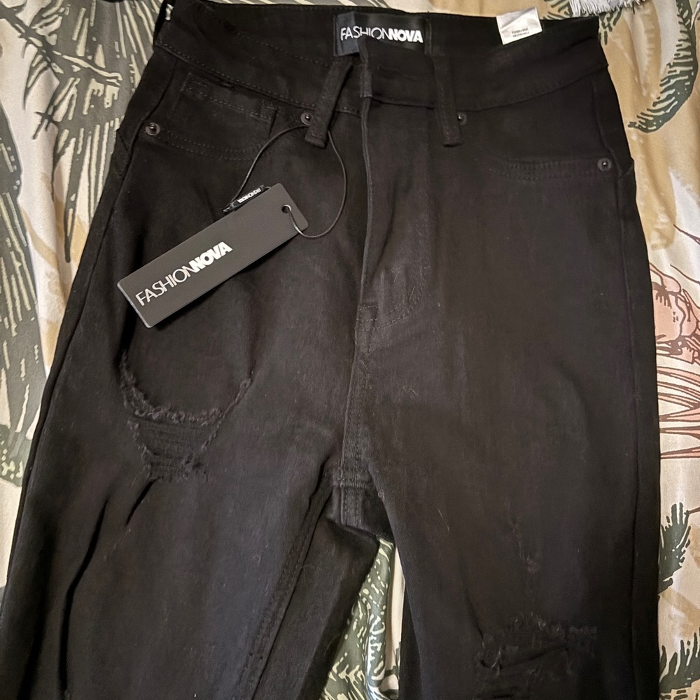 Fashion Nova Black Distressed Jeans